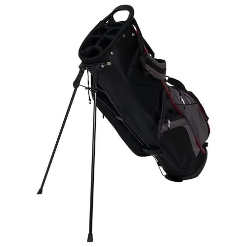 Fazer By American Golf 3.0 Stand Bag - Lightweight Golf Carry Bag with 6-Way Divider & Dedicated Putter Well, 6 Storage Pockets, Dual Shoulder Straps, Durable Dobby Nylon Construction - Black/Red - Image 3