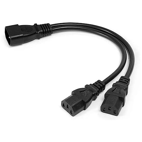 IEC Splitter UPS Server Y Splitter C14 to 2 x C13 Power Extension Cable Cover