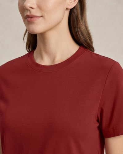Image of NOBERO 100% Cotton T-Shirts for Women Stylish | Regular Fit | Solid T Shirts for Women 180 GSM Combed Cotton | Crew Neck Half Sleeve