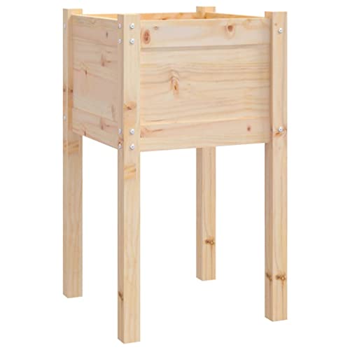 vidaXL Massivholz Kiefer Pflanzkübel Hochbeet Pflanzbeet Gemüsebeet Pflanzkasten Blumenbeet Blumenkasten Blumenkübel Frühbeet 40x40x70cm