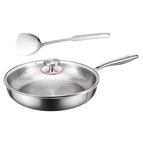 ZAYIUKI Titaniums - Juego de sartenes antiadherentes con tapa y espátula, utensilios de cocina resistentes a los arañazos para múltiples estufas
