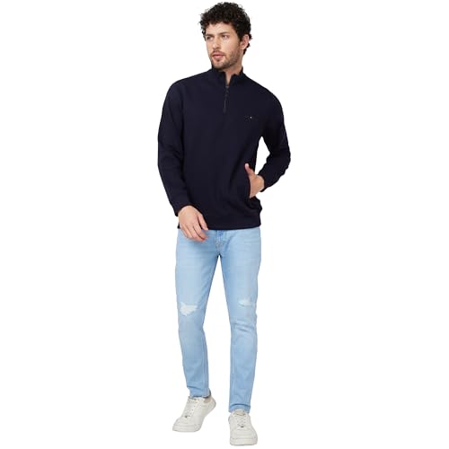 Image of Spykar Blended High Neck Full Sleeve Sweatshirt for Men