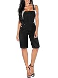 Hybrid & Company Womens Leisure Adjustable Straps Stretch Denim jumpsuits Overalls BVJ156998 BLACK L