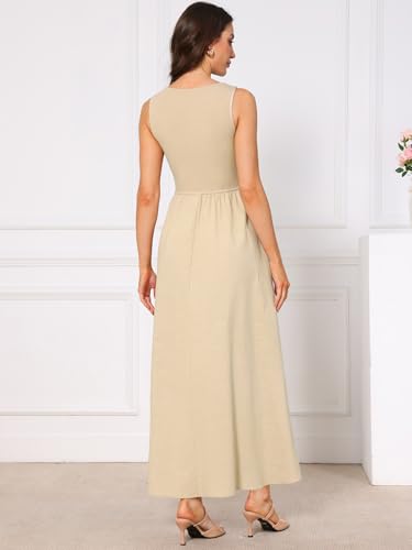Image of Allegra K Sleeveless Maxi Dress for Women's A-Line Casual Tank Dress