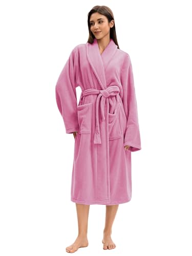 Image of Soft Robe For Women,Warm Plush Bath Robes Female,Spa Towel After Shower Lightweight Long Bathrobe