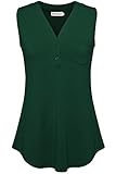Nandashe Womens Ruffle Summer Tank Tops, Sleeveless Button Tank Top Vest Green L