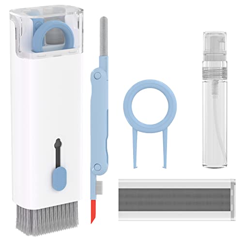 7 en 1 Keyboard Cleaning Brush Kit - Cepillo Limpiador de Teclado Herramienta de Limpieza Auriculares Extractor de Teclas Multifunción Extractor de Polvo para Laptop Auriculares, Azul