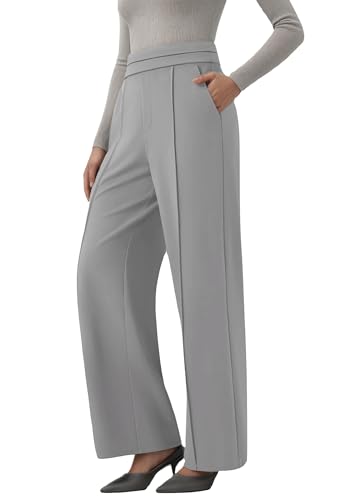 TOPYOGAS Women's High Waisted Straight Leg Work Pants Business Casual Office Dress Pants with Pockets