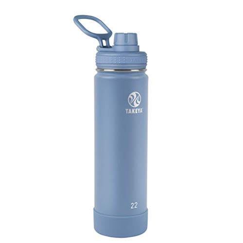 Image of Takeya Actives Stainless Steel Water Bottle, Insulated Spout Lid, Keeps Drinks Cold 24 Hrs, Leakproof, Durable, Dishwasher Safe, Ideal for Gym, Travel, Fits Most Cup Holders, 22 oz /Bluestone