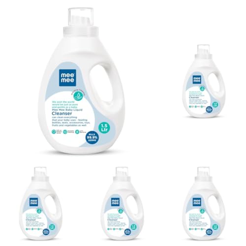 Image of Mee Mee Liquid Cleanser 1.5 L | Anti-Bacterial Formula Kills 99.9% Germs | For Bottles, Nipples, Accessories, Toys, Fruits & Vegetables | Alcohol-Free, One-Drop Cleaning, Dermatologically Tested