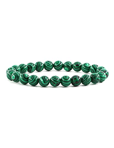 Ouubuuy Bracelet Malachite Perles Pierre Naturelle Bracelet Lithotherapie en 8mm Élastique Bracelet Homme et Femme