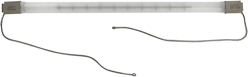 Ushio BC6454 1001298-500W QIR Heat Lamp - Translucent - Metal Sleeve and Wire Leads - 120V Halogen Light Bulb