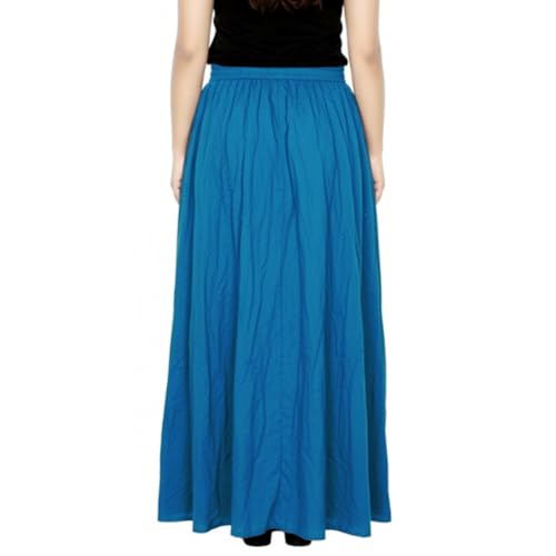 Image of Sttoffa Women Solid Color Maxi Plain Cotton Full Length White Skirt 40 inch Long Cotton Long Skirt