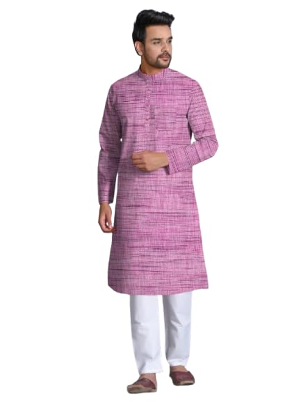 Image of Men's South Cotton Textured Ethnic Kurta Regular Fit Traditional Casual Wear