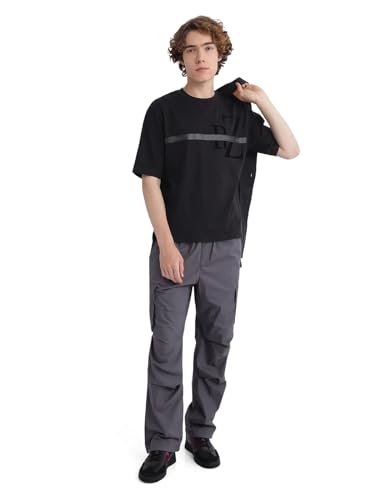 Image of RARE RABBIT Men's PARC Grey Cotton Plain Regular Fit Trouser