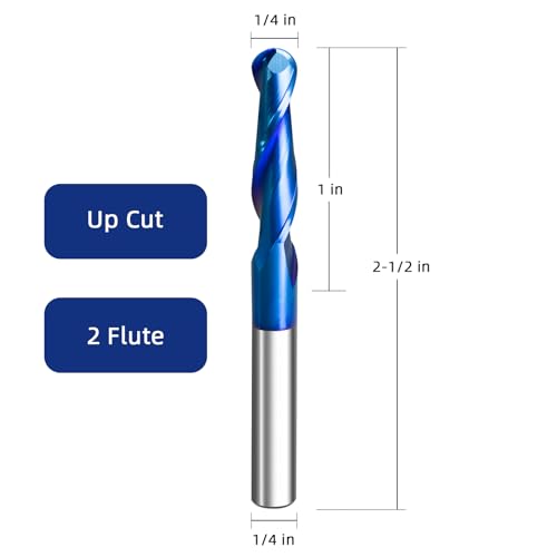 Image of CNC Spiral Router Bits (5PC, Ball Nose - 1 /4 inch Dia - 2-1 /2 inch OAL - 1 /4 Shank)
