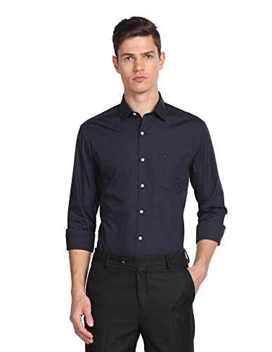 Image of Arrow Men's Solid Full Sleeve Slim Fit Cutaway Collar Cotton Formal Shirt