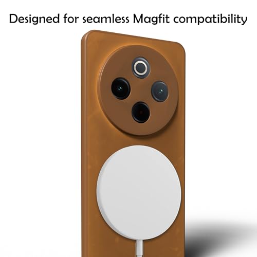 Image of Compatible for VIVO T4 5G Hard Back | Only Compatible with Wireless Magnetic Accessories | Thin and Slim Magnetic Back Cover (Brown)