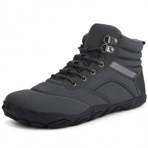 Image of Womens Mens Winter Barefoot Boots Warm Minimalist Wide Toe Box Snow Boots Zero Drop Sole Outdoor Water Resistant Ankle Booties