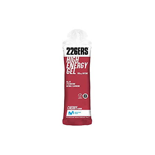 226ERS High Energy Gels | Veganes Energie Gel mit Cyclodextrin (50g) als Kohlenhydrat und 160 mg Koffein, Power Gel, Kirsche - 24 Stück x 76g