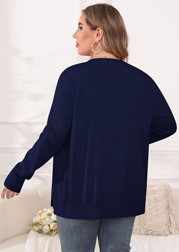 Image of TIANZHU Plus Size Cardigan for Women Button Open Front Long Sleeve V Neck Comfy Lightweight Sweaters XL-4XL