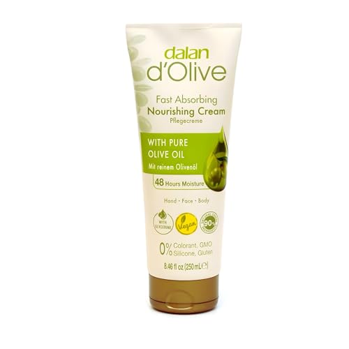 Dalan d'Olive Feuchtigkeitscreme Hand & Körper 250 ml – Vegan, 90% Natürliche Inhaltsstoffe, 48h Feuchtigkeit mit Olivenöl