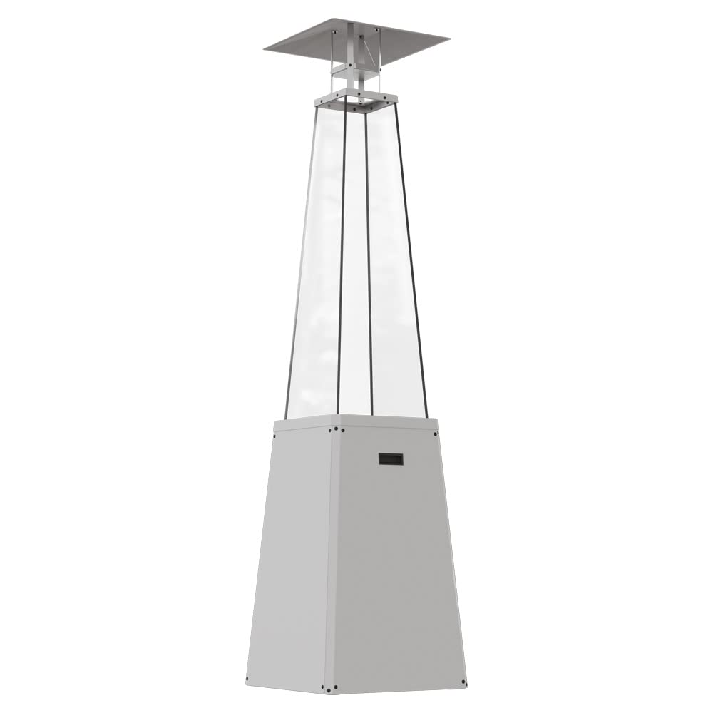 KRATKI Stufa da terrazza a gas 217,5 x 53,7 x 53,7 cm bianco Ecodesign 12 | Umbrella BS Riscaldatore a gas Esterno Moderno 12 kW Design decorativo alla moda adatto per il giardino, patio Sistema di