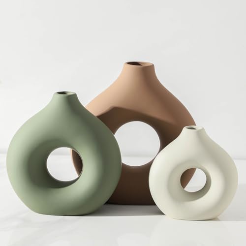 Vanselia Ceramic Vase Home Table Decor - Flower Vases Set of 3 Sm...