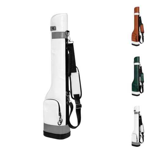 Zekono クラブケース、ゴルフバッグ 、PUレザー、自立 、7本収納、大容量、軽量、防水、耐摩耗性、練習用、旅行用、 男女兼用 (QIAB025-ホワイト)