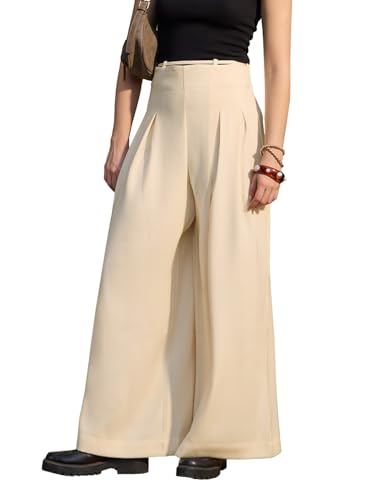 Pantalon polyester léger à jambe ample couleur unie pour filles