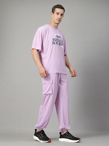 Image of CHKOKKO Men Printed Casual Summer Wear Coords Stylish Gents Cord Set Half Sleeves Co Ord Track Suit Round Neck Western Co-ord Set