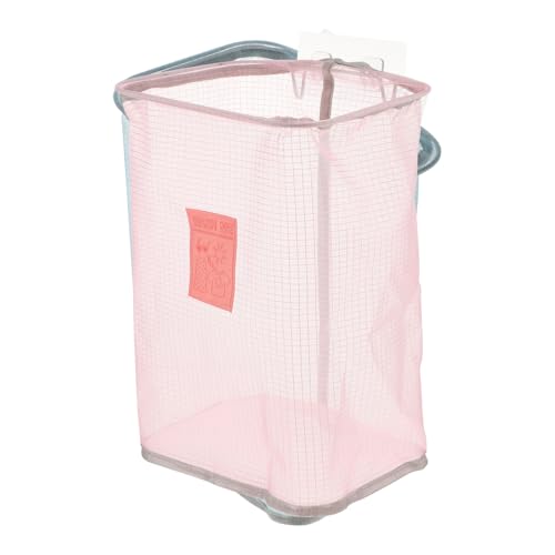 DECOMELODY 壁掛け折りたたみ洗濯かご 強耐荷重で衣類 おもちゃ収納に ネイルフック付きで簡単設置 ピンク色 家用多目的ランドリーバスケット