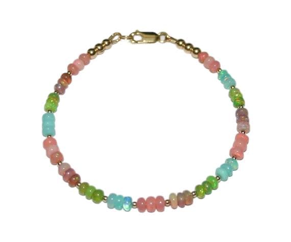 Opale d'Éthiopie bracelet 3mm pierres naturelles gemmes véritables LCBR-2702