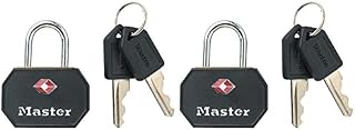Master Lock 4681EURTBLK Pack of 2 Key Travel Padlocks TSA Certified, Black, 4 x 3 x 2,2 cm
