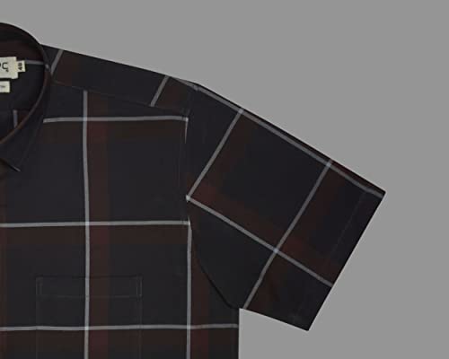 Image of GHPC 100% Cotton Checkered Half Sleeves Regular Fit Formal Shirt for Men