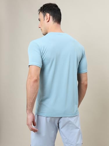 Image of TECHNOSPORT Men's Slim Fit Polyester Activewear Sports T-Shirt with Moisture-Wicking Comfort for Workout, Running & Gym