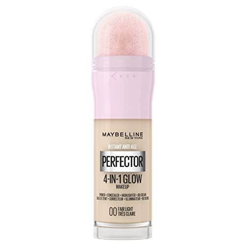 Maybelline New York 4-in-1 Make Up mit Concealer BB Cream Highlighter und Primer für einen perfekten Teint Foundation mit leichter Deckkraft Instant Perfector Glow Nr. 00 Fair Light 20 ml
