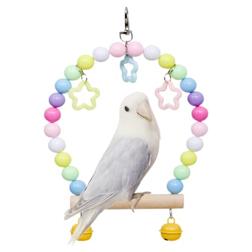 Wooden Bird Swing for Cockatiels Parrot Perch Hanging Toys Parakeets Birdcage Stands Cage Playground Play Gyms (Large)