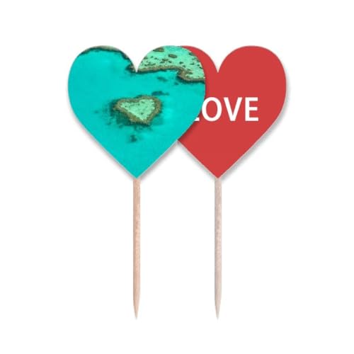 Pique-dents océan romantique avec drapeau cœur pour célébrer vos moments de bonheur