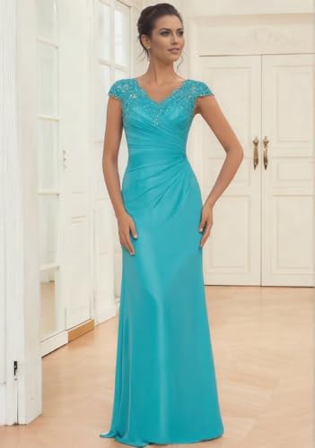 Mother of The Bride Dress Chiffon Lace Applique Mermaid Formal Wedding Guest Dress with Cap Sleeve3