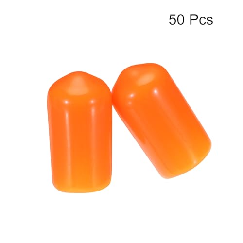 Image of MECCANIXITY 50pcs 8mm(5 /16 inch) Rubber End Caps Cover PVC Vinyl Screw Thread Protector Round Wire Shelf Caps for Screw Bolt Pipe Fence Post, Orange