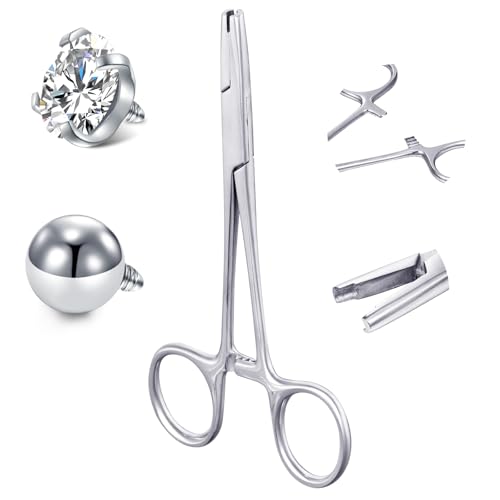 Herramienta de perforación de 3 mm, 4 mm, 5 mm, alicates para piercing de bolas de joyería, soporte de bolas de joyería de acero inoxidable, para atornillar y quitar pinzas