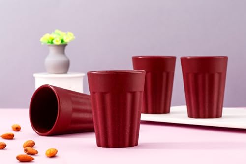 Image of Clazkit Set of 4 Earth-Friendly Cutting Chai Cups|100 ml|Coffee Cup Made with Rice Husk & Bamboo Fibers|Microwave Safe Tea Set|Hot & Cold Coffee Mug, Milk & Tea Cup Set|Multicolour
