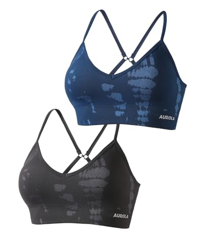 Image of AUROLA Serpent Seamless Sports Bras for Women,Backless Padded Strappy Workout Gym Yoga Crop Tops