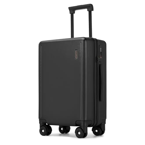 20 Inch Carry-on Luggage, 22x14x9 Airline Approved Carry on Luggage, Hard Shell Small Rolling Carry on Suitcase with Spinner Wheels TSA Approved for Travel (Black, 20 Inch)