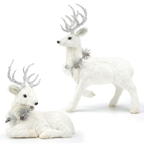 naturevibe 18 Inches Sisal Christmas Reindeer Set of 2,Realistic Woodland