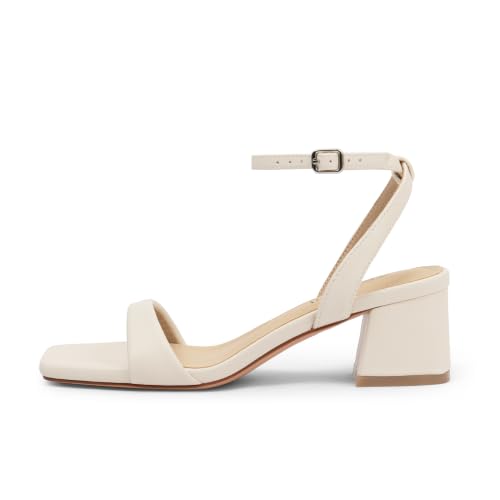 Image of TEAIEUI Block Heels for Women, Square Open Toe Heeled Sandals, Chunky Ankle Strap Shoes for Dress, Party, Prom, Low Heel 2 inch