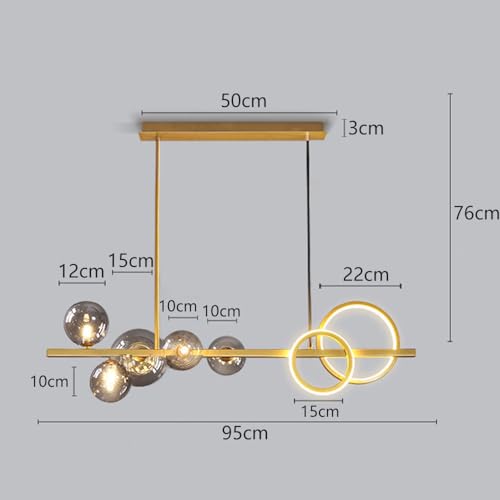 Luminaire suspendu moderne doré 5 lumières LED pour salon et cuisine - 3
