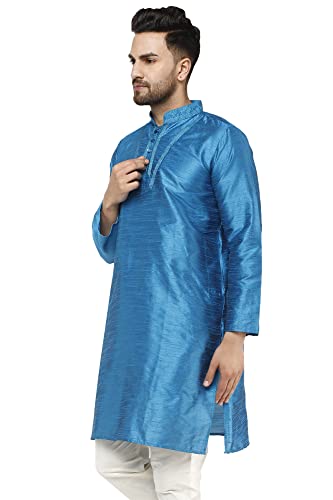 SKAVIJ Kurta for Men Art Silk Embroidered Long Shirt4