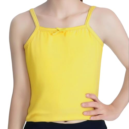 Dance Tank Tops for Girls Camisole Sleeveless Shirt Tank Tops Kids Girls Spaghetti Strap Camis (Yellow, 6-7 Years)